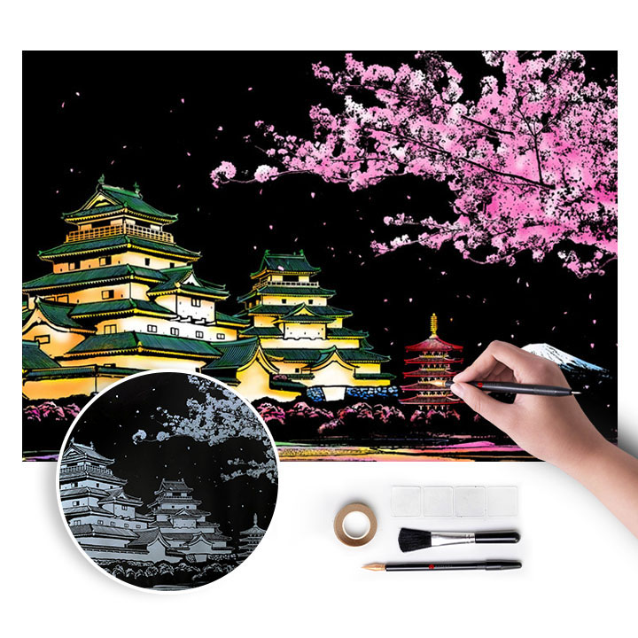 Pictura magică pentru răzuit - Japan - 75x52 cm