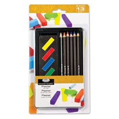 Set pentru desen - creioane colorate și pastel Essentials într-o cutie de metal - 13 piese