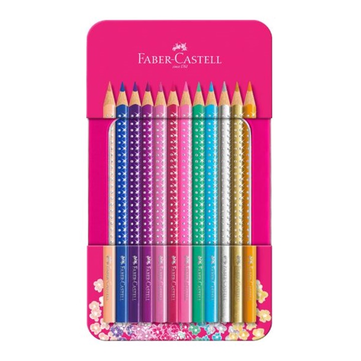 Creioane colorate Faber-Castell Sparkle - set 12 buc