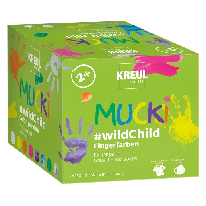 Culori pentru pictura cu degete MUCKI Wild Child - KREUL - 8 x 150 ml