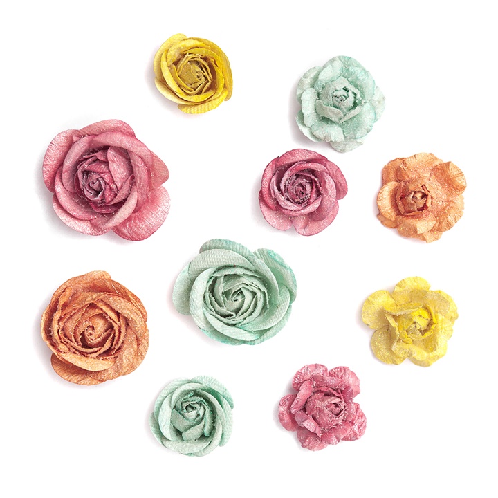 Flori de hârtie 3D Boho / set 10 bucăți