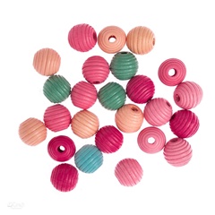 Perle de lemn colorate spirală 15 mm - 25 buc.