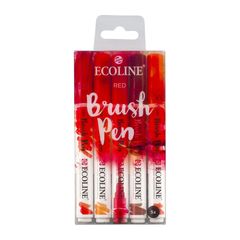 Stilouri pentru acuarelă Ecoline Brush Pen Red | Set de 5 bucăți
